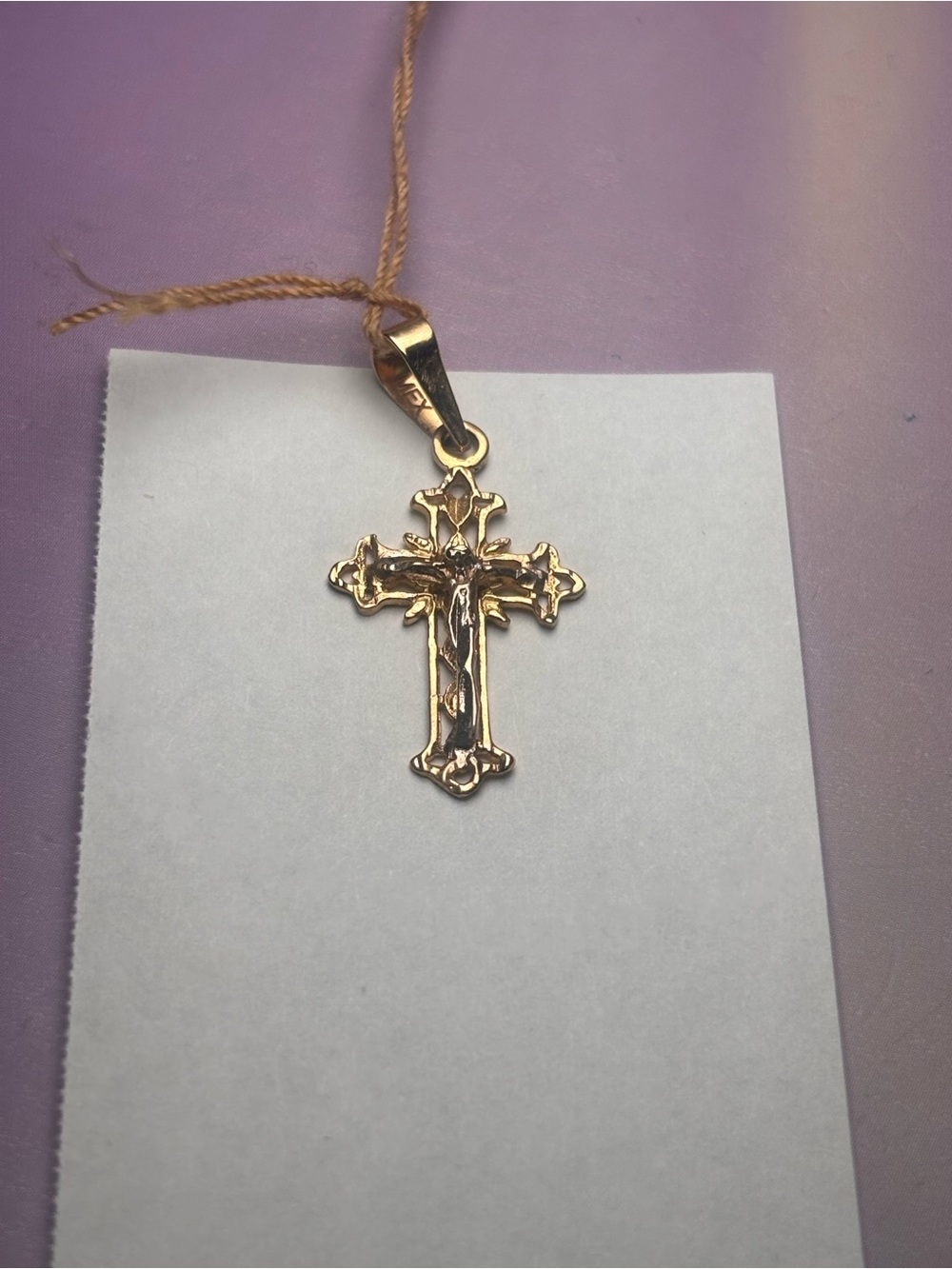 Gold Tone Crucifix Pendant Necklace
